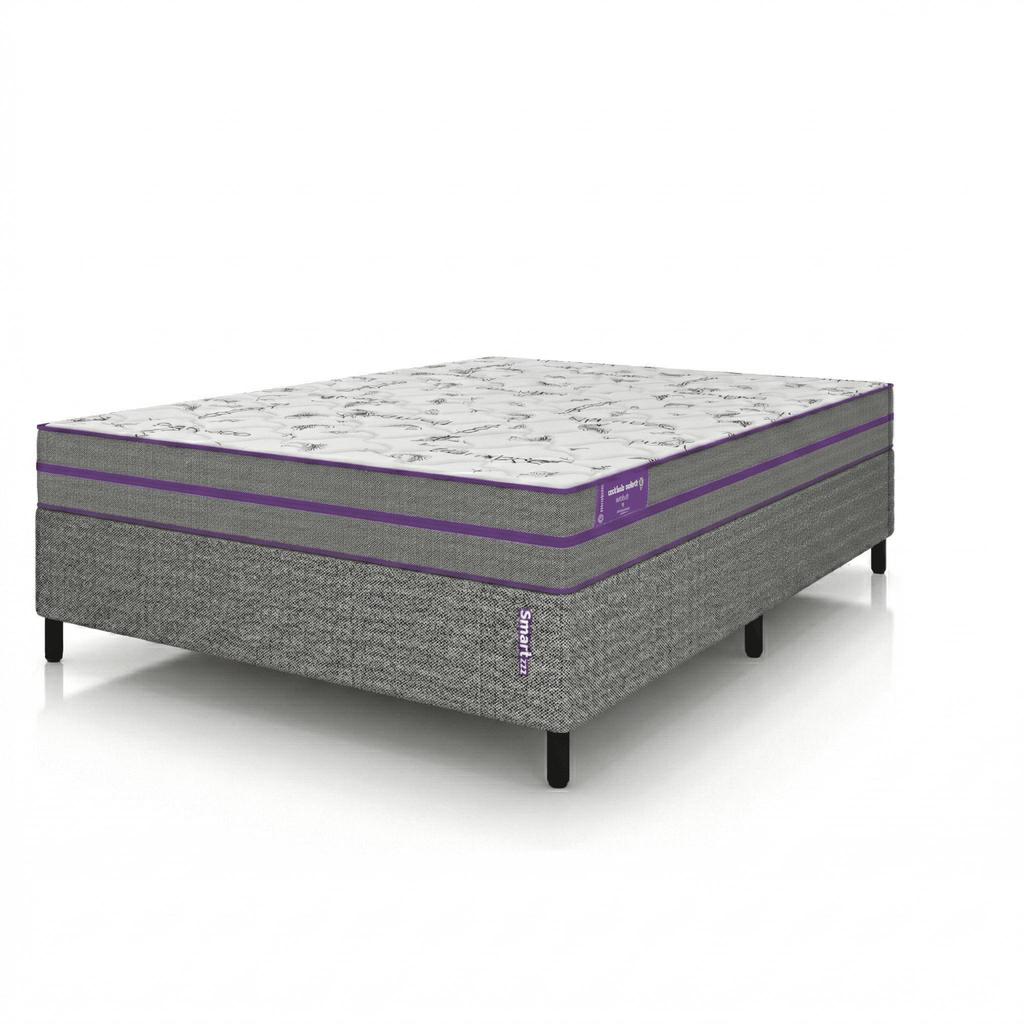 Conjunto Cama Box Casal Smartz: Colchão Espuma D33 Ortopédico