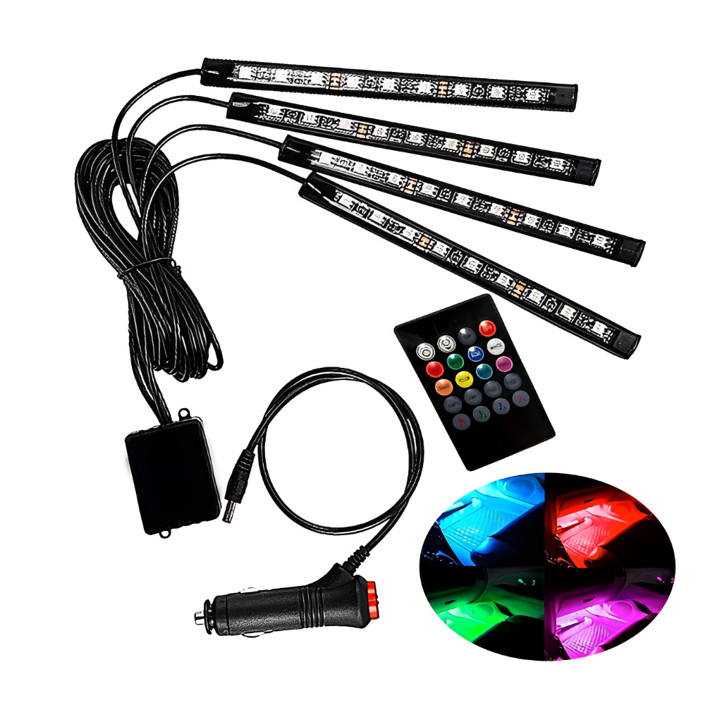 Led Neon Rgb Luz Interno C/controle Acessórios Carro Tuning decoração para carro