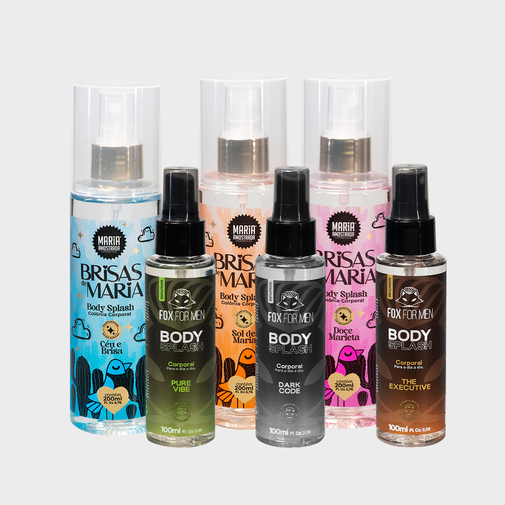 KIT BODY SPLASH 3 MASCULINOS + 3 FEMININOS MARIA AMOSTRADA E FOX FOR ...