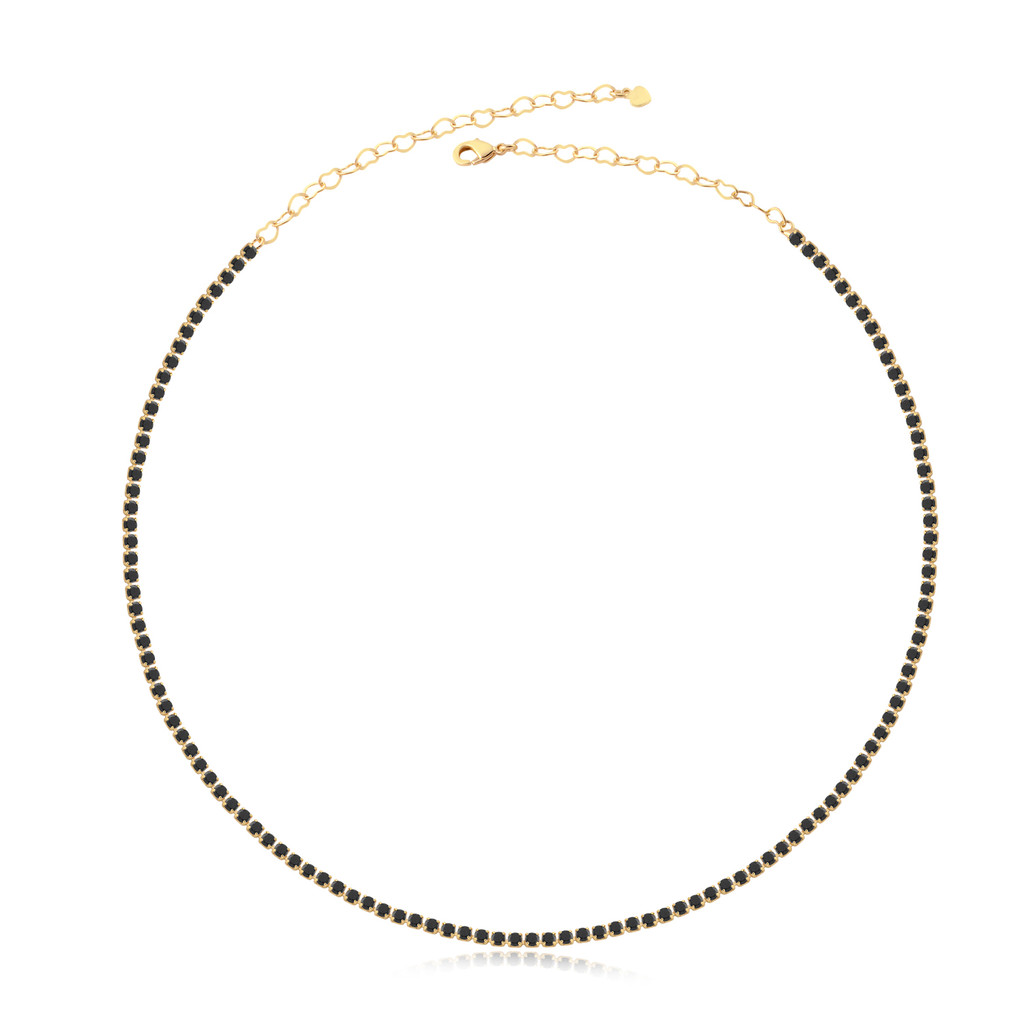 Choker Riviera Preta Banhada a Ouro 18K | Shopee Brasil