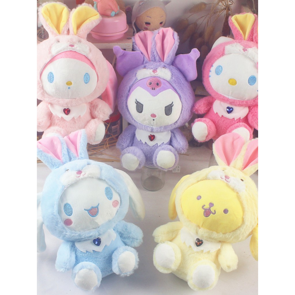 Melodia japonesa Kuromi orelhas de coelho vestir-se boneca de pelúcia ...