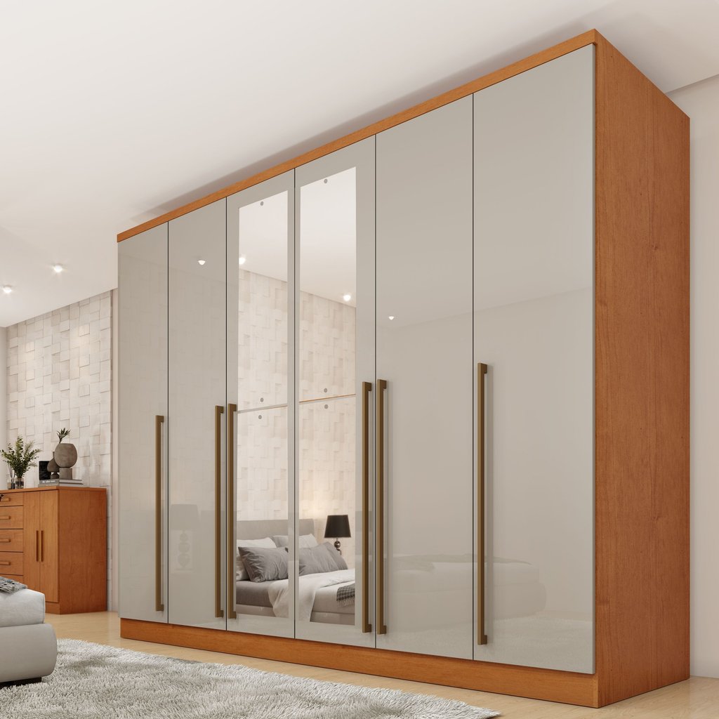 シャマル Guarda Roupa Casal 6 Portas 8 Gavetas com Espelho Portugal 270cm