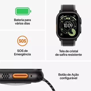 Apple Watch Ultra 3 GPS + Cellular - Caixa natural de titânio – 49 mm - Pulseira loop Alpina azul-clara – P