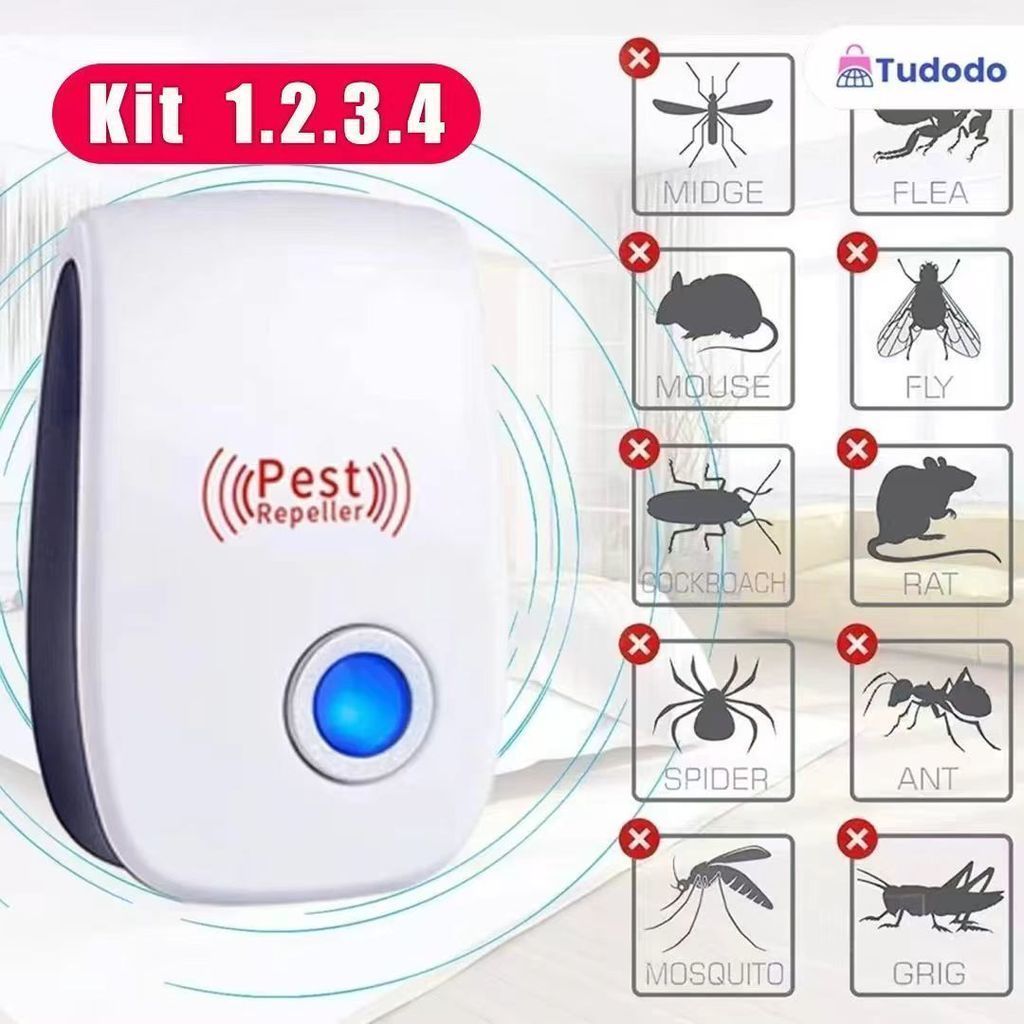 Repelente Eletrônico Ultrassônico Mosca Pernilongos Baratas Morcegos repele e Espanta Ratos bivolt