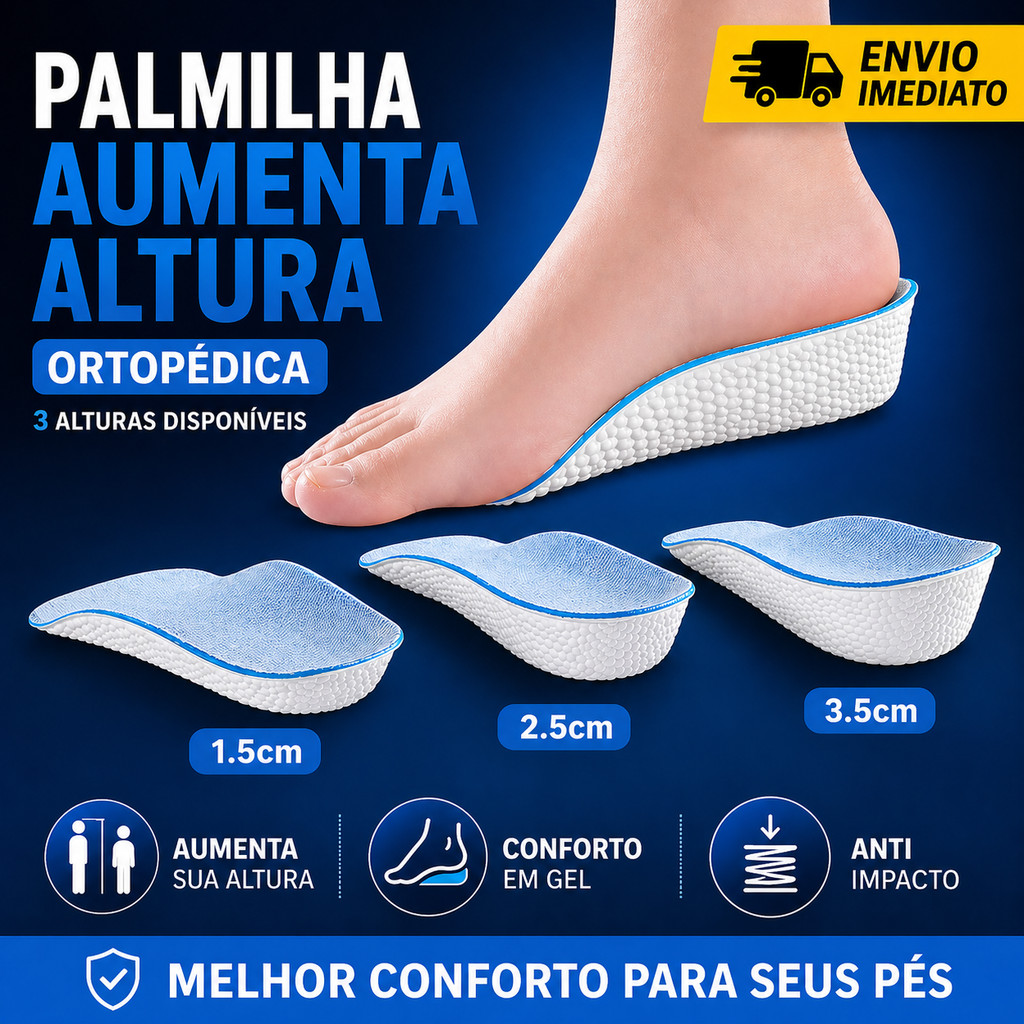Palmilha Ortopédica Para Aumento Da Altura Calcanhar Par Confortável ...