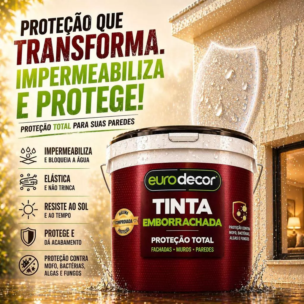 Tinta Emborrachada Premium 3.6kg ou 1kg Impermeabilizante Flexível