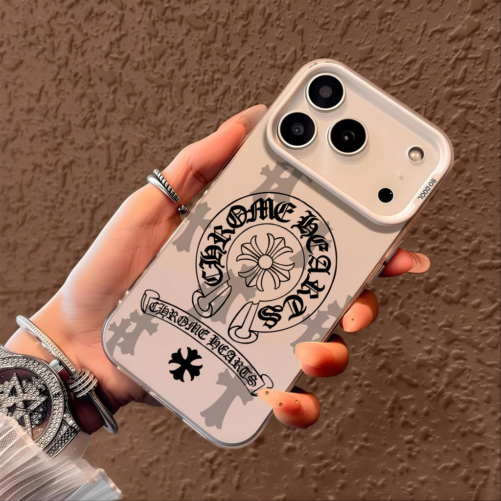 Capa prateada para iPhone 17 PRO MAX 11 15 PRO Chrome Hearts