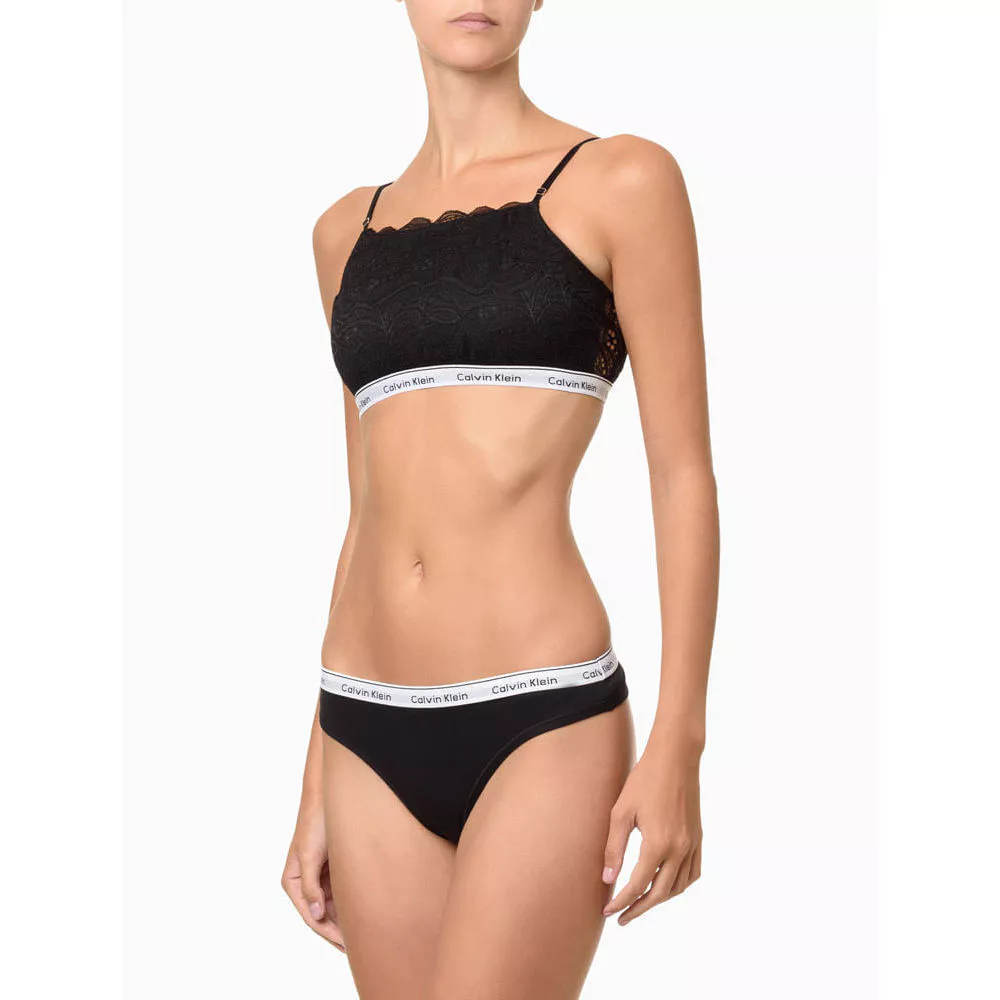 Kit 2 Calcinhas Fio Dental Mini Modern Cotton Calvin Klein Preto e Branco