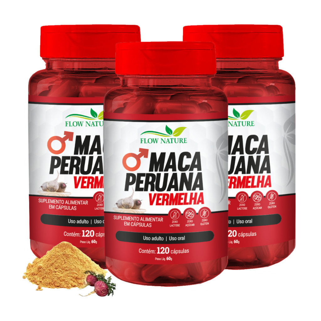Maca Peruana Vermelha 120 Cápsulas de 500 mg - Flow Nature - Kits Com 1 ...