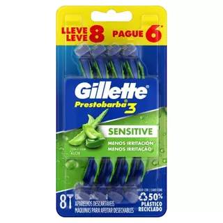 Aparelho Gillette Prestobarba 3 Sensitive Leve 8 Pague 6