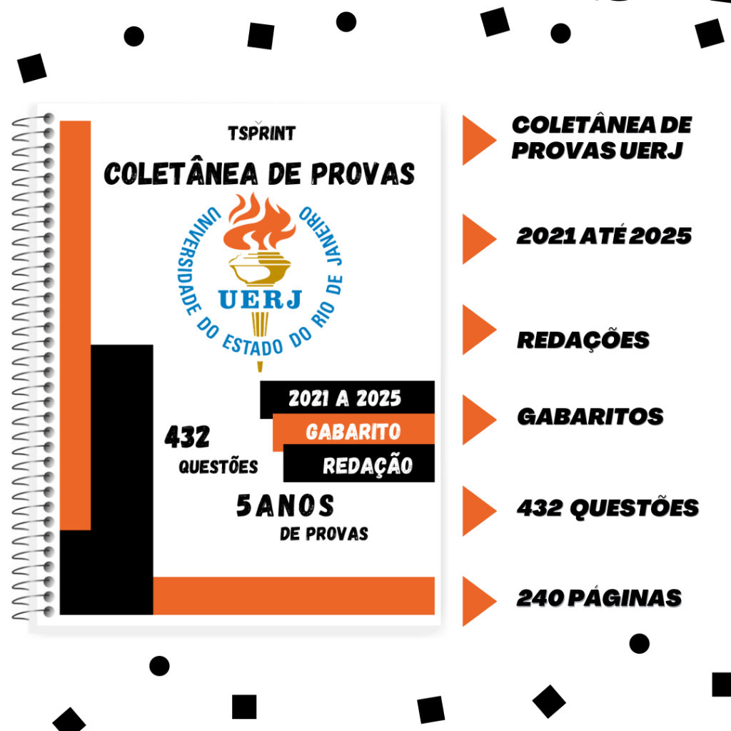 Apostila UERJ com 05 ANOS de Provas + Gabaritos + Folhas de Redação ...