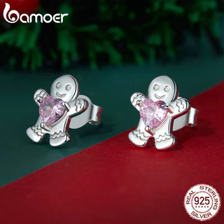 Bamoer 925 Prata Esterlina Brincos Presentes De Natal Homem Gengibre Colorido Estrela Orelha Studs Moda Jóias Para Mulhe em Oferta na Shopee