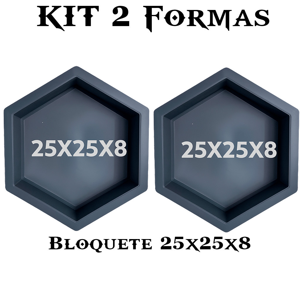 Kit 2 Forma de Bloquete Premium Bloco Sextavado Construção Liso Grande ...