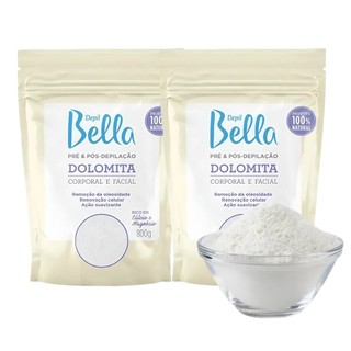 Kit 2 Dolomita Pré Pós Depilação Facial Corporal Remoção Oleosidade Depil Bella 800g