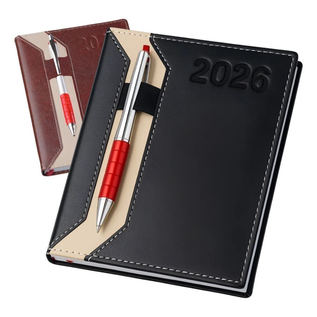 Agenda 2026 Dária Tradicional Capa de Couro Sintético Importado Pu