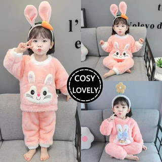 Conjunto De Pijama De Flanela Para Meninas Inverno Infantil Lã Manga Comprida Roupa Térmica 2 Peças em Oferta na Shopee