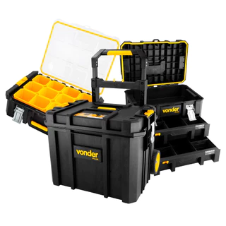 Kit Caixa Organizadora Para Ferramentas Transporte Modular Profissional Vonder Plus