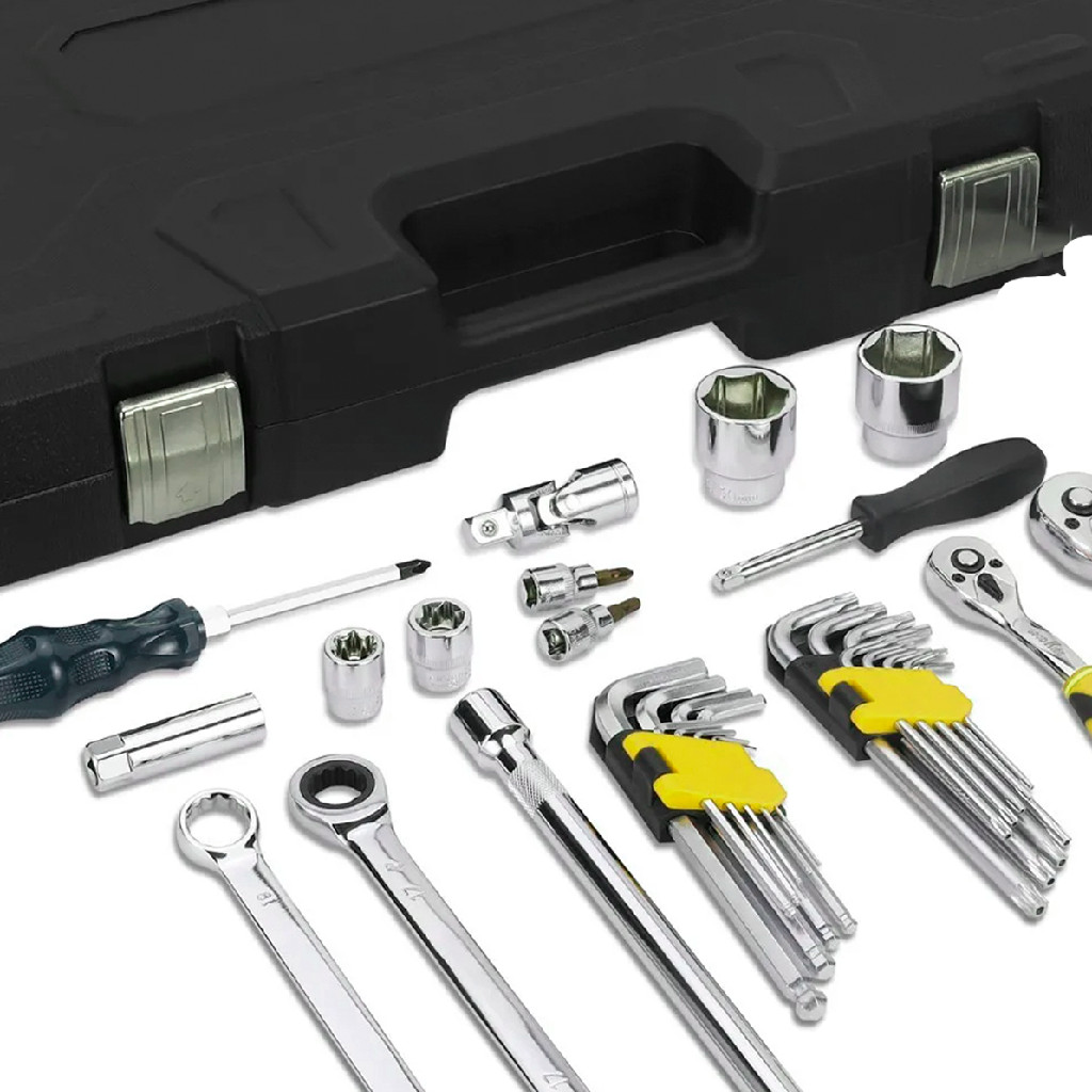 Kit Jogo De 222 Peças Oficina Maleta Ferramentas De Aço Cromo