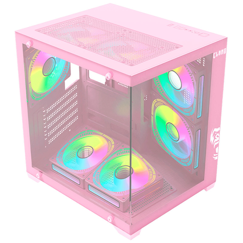Gabinete Gamer Clanm Candy Grood, Micro ATX, Vidro temperado - Rosa