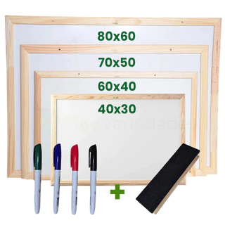 Quadro Lousa Escolar Branco Moldura em Madeira