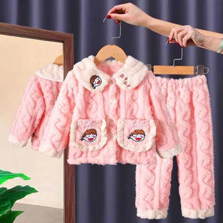 Pijama De Inverno Para Meninas , Camada Tripla , Acolchoado De Algodão , Flanela , Roupa De Dormir Térmica Crianças em Oferta na Shopee