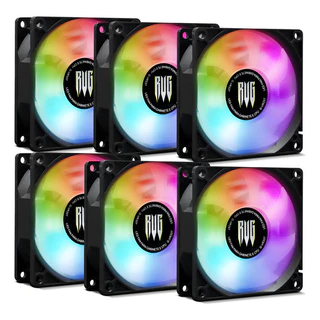 Kit 6 Cooler Fan VR337 Revenger Para Pc Cpu Gamer Gabinete Ventoinha Air 80mm Led Rgb 12v Super Silencioso