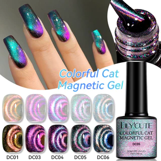 LILYCUTE Colorido Gato Magnético Unhas Gel Psicodélico Aqua Verde 6 Cores Glitter UV LED Verniz Para Arte Em em Oferta na Shopee