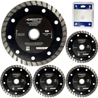 Kit 05 Discos Diamantados Turbo Para Serra Mármore MDT 4 3/8" 110mm Bucha Redutora 20x16mm Menegotti em Oferta na Shopee