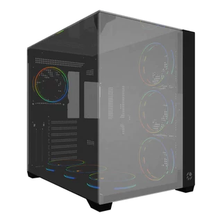 GABINETE GAMER BG-059B VEGAS PRETO BLUECASE VIDRO PANORAMICO ESPELHADO