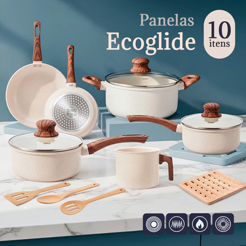 Jogo De Panelas Induçao Antiaderente Cerâmica 10 Peças Ppg Pfoa Free Vanila Premium - Imagem 3