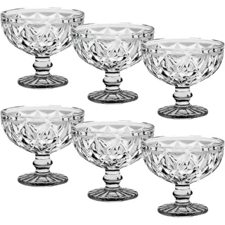 Jogo de Taças de Sobremesa Diamond Topázio em Vidro - 300ml - Kit 6 unidades