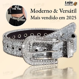 POOP Cintos Góticos De Rhinestone De Couro De PU Cowboy Ocidental Y2K Moda Para Meninas Jeans Homens MaisVendido em 2025