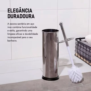 Escova Sanitária Vaso Limpeza Higienização Em Inox Com Suporte 37x10x10 Para Banheiro E Lavabo em Oferta na Shopee
