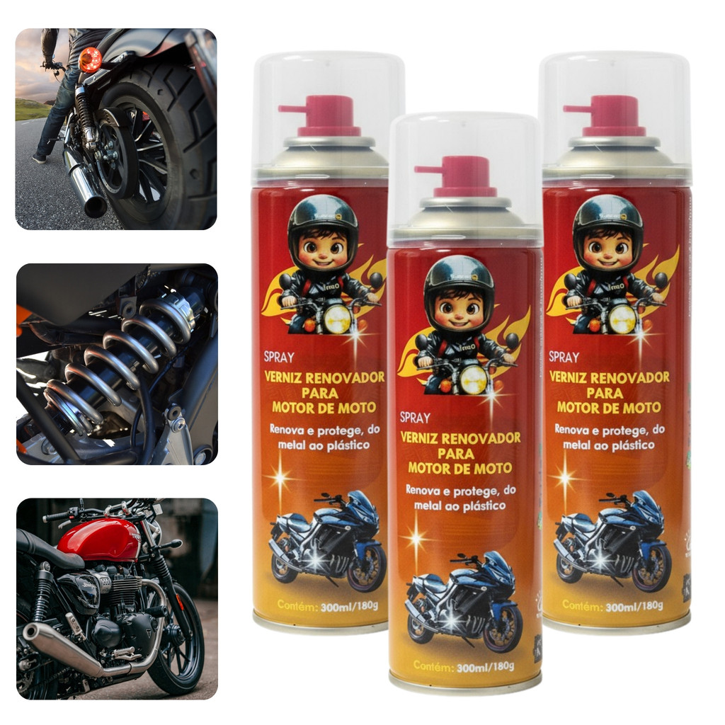 3 spray Renovador Motor e Carenagem TudoQ 300ml 180g Efeito Novo - Moto ...