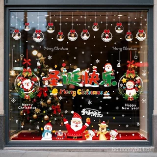 2026 Decorações de Natal Adesivos Estáticos para Vidro de Janela de Shopping Adesivos de Porta Loja Papai Noel Decalques