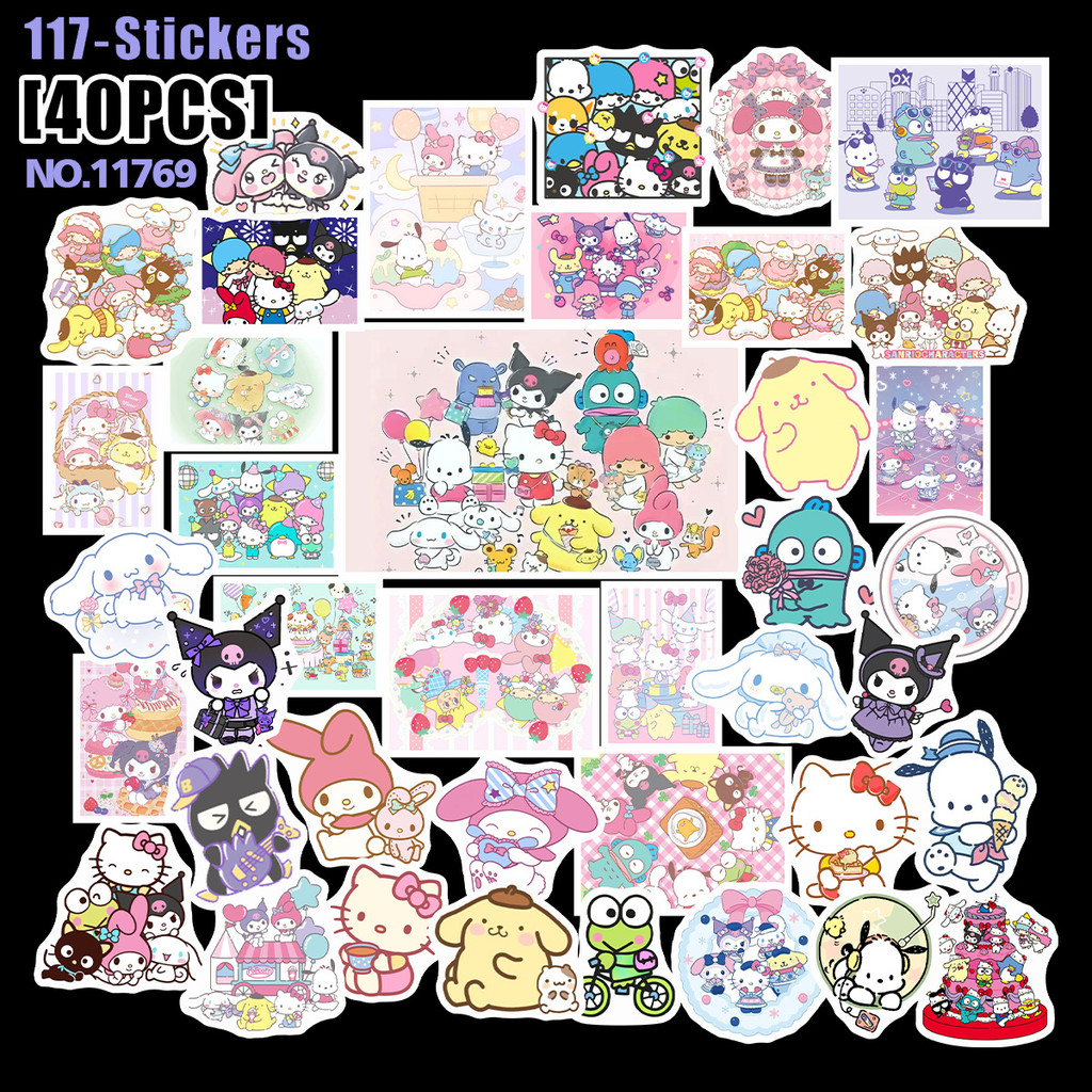 Gudetama Sanrio Melody Pochacco Kuromi Hello Kitty Cinnamoroll Adesivo ...