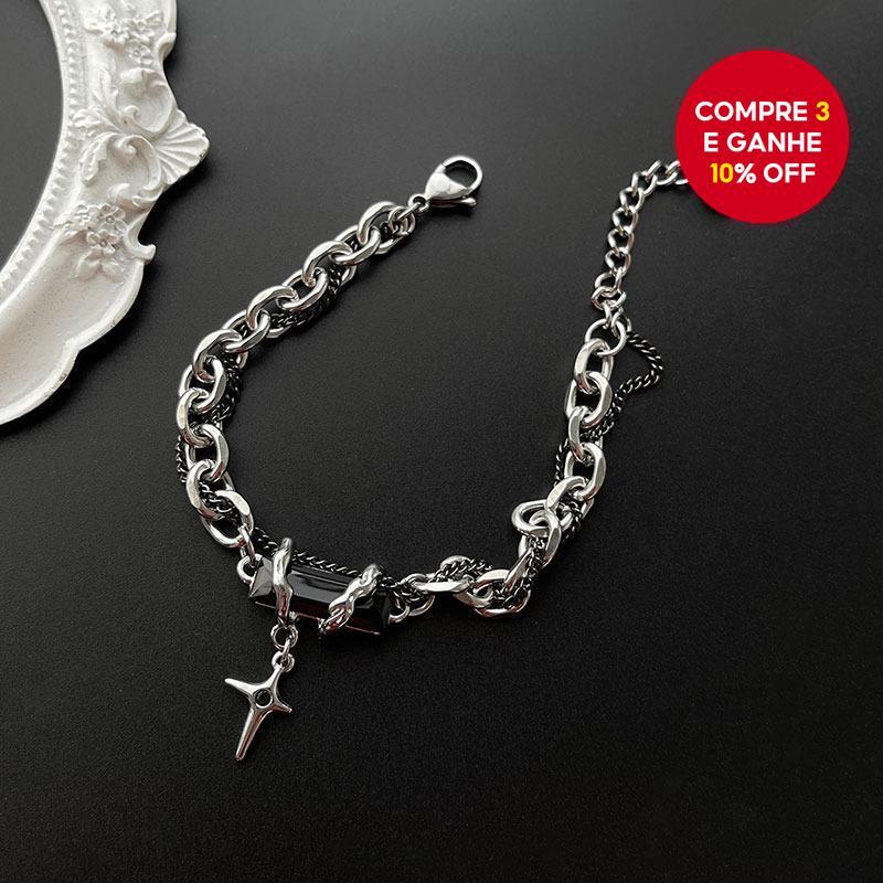 Pulseira De Titânio Enrolada Com Diamante Preto Para Homens Joias Minimalistas Legais De Hip Hop