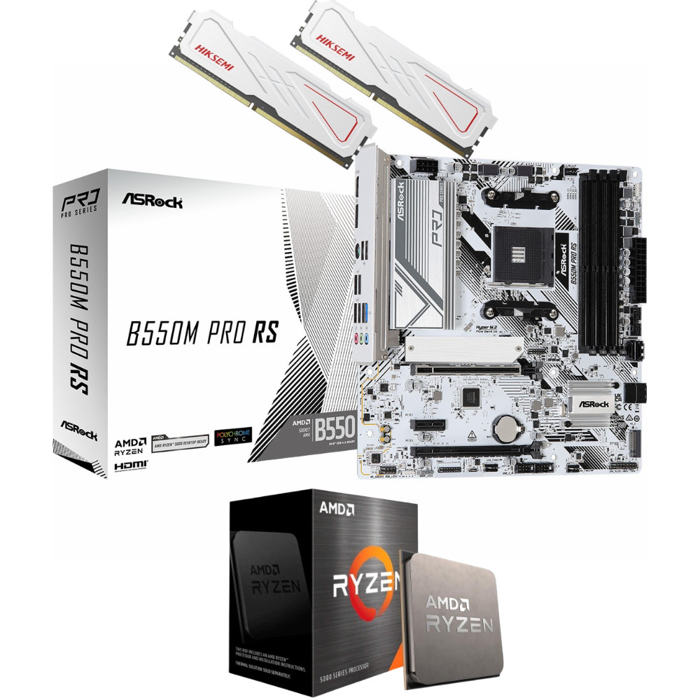 Kit Placa-Mãe Asrock Am4 B550M P/Rs+Ryzen 7 5700X+32GB Armor
