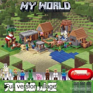 Blocos Lego da Vila do Minecraft, Adequados para Meninos e Meninas, Brinquedo de Montagem de Quebra-cabeças