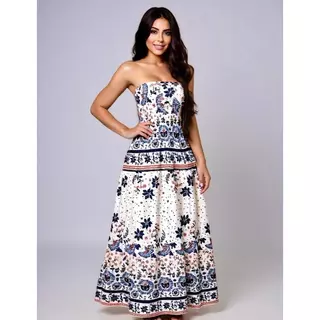￼Vestido Tomara Que Caia Longo Inspiração Tendência Verão Tropical