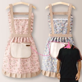 Avental de Renda de Algodão Puro Estilo Ocidental para Mulheres Cozinha Cozinha Fina Verão Novo Influenciador