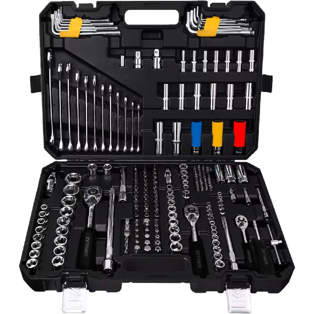 Kit Jogo De 222 Peças Oficina Maleta Ferramentas De Aço Cromo