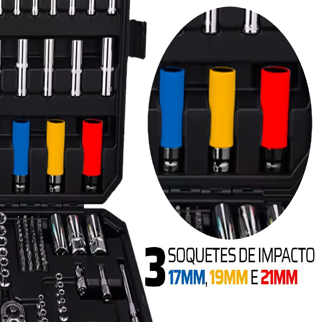 Kit Jogo De 222 Peças Oficina Maleta Ferramentas De Aço Cromo