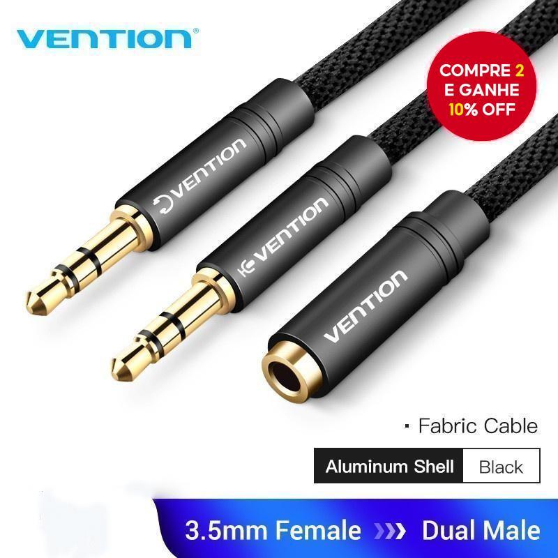 Vention 2 Em 1 3.5 Mm Divisor De Fone De Ouvido Fêmea Para Macho Duplo Computador Laptop Microfone