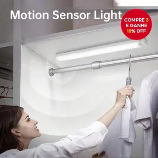  Luz LED Sem Fio com Sensor de Movimento de 50cm, Recarregável por USB, para Iluminação de Cozinha, Closet e Quarto