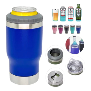 Copo Térmico Aço Inox Porta Bebida Latinha Conserva Gelado Drink isolada 2Tampa420 ml