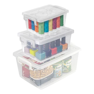 3 Caixas Organizadoras Plásticas Cristal Com Trava E Tampa Ordene em Oferta na Shopee