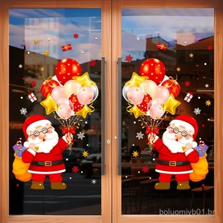 Decorações de Natal Adesivos de Vidro para Janelas Idosos Árvore de Natal Adesivos de Janela Adesivos Estáticos Atmosfer
