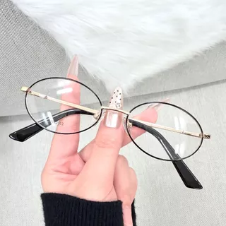 【LOUIE SHARK 2】Armação De Óculos Retrô Oval Pequena De Metal Para Mulheres Várias Cores Blogueira