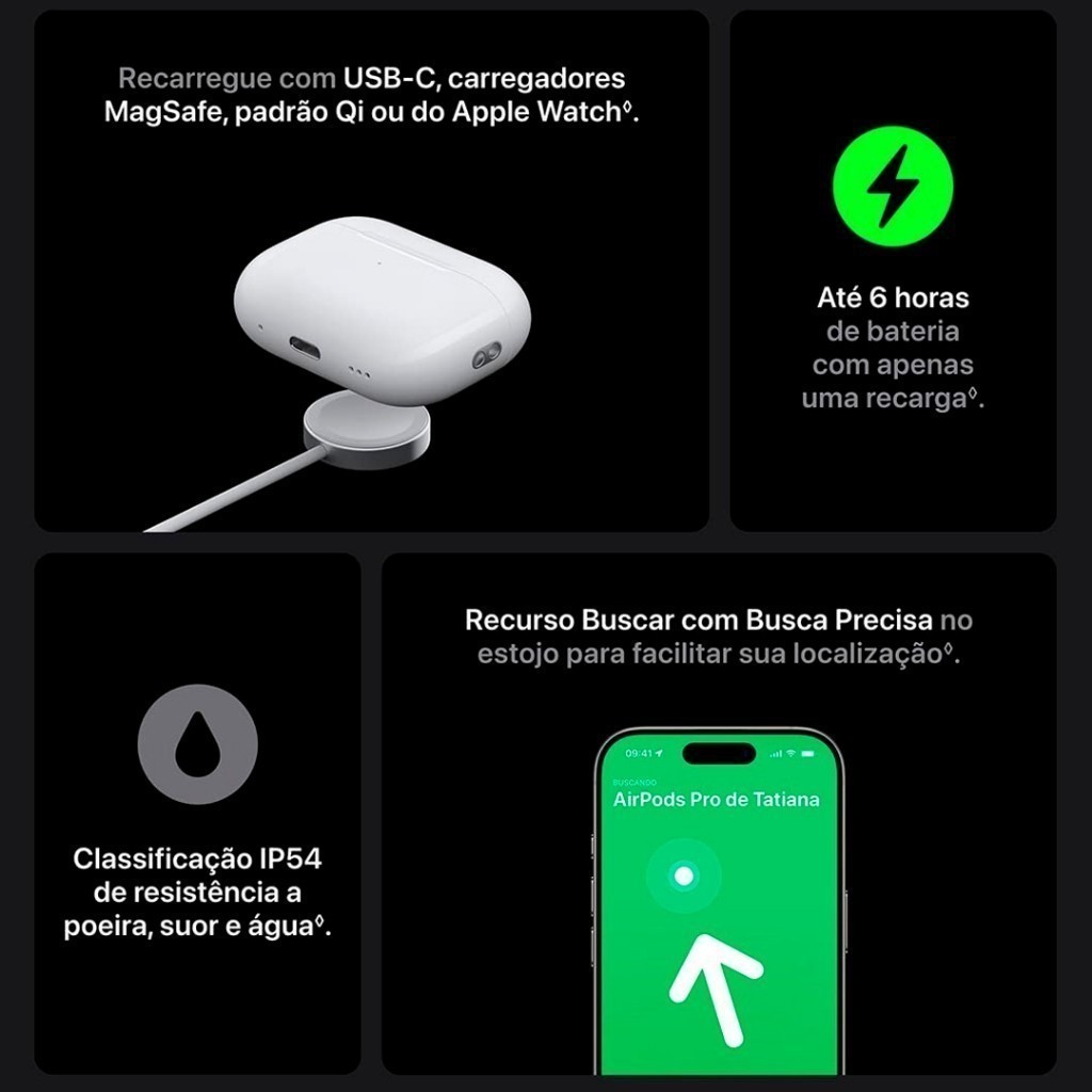 Fone de Ouvido Apple AirPods Pro 2 USB-C Cancelamento Ruído